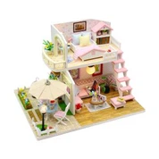 Różowy drewniany domek dla lalek Loft